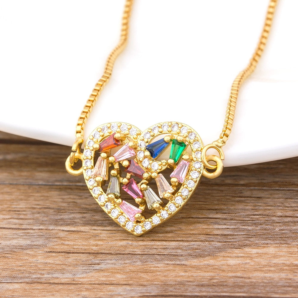 Heart Pendent Charm Chain Necklaces