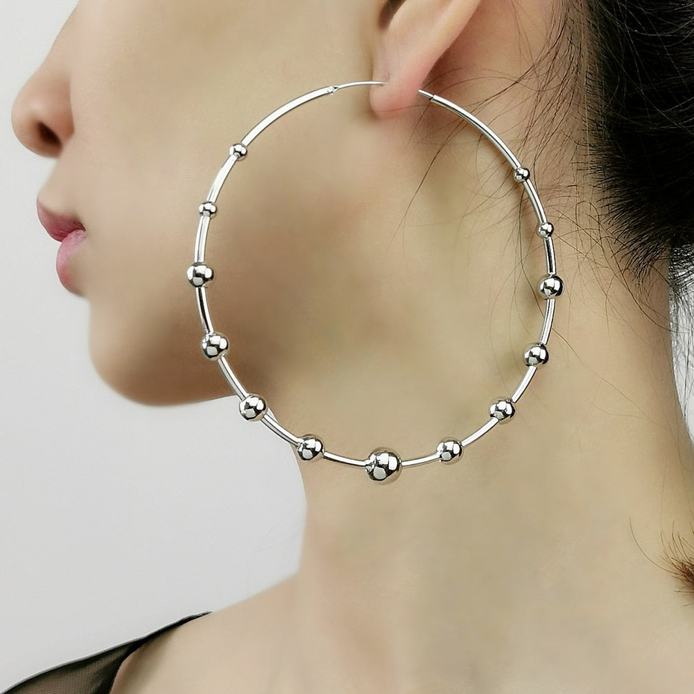 Unique Design Statement Beads Hoop Earring