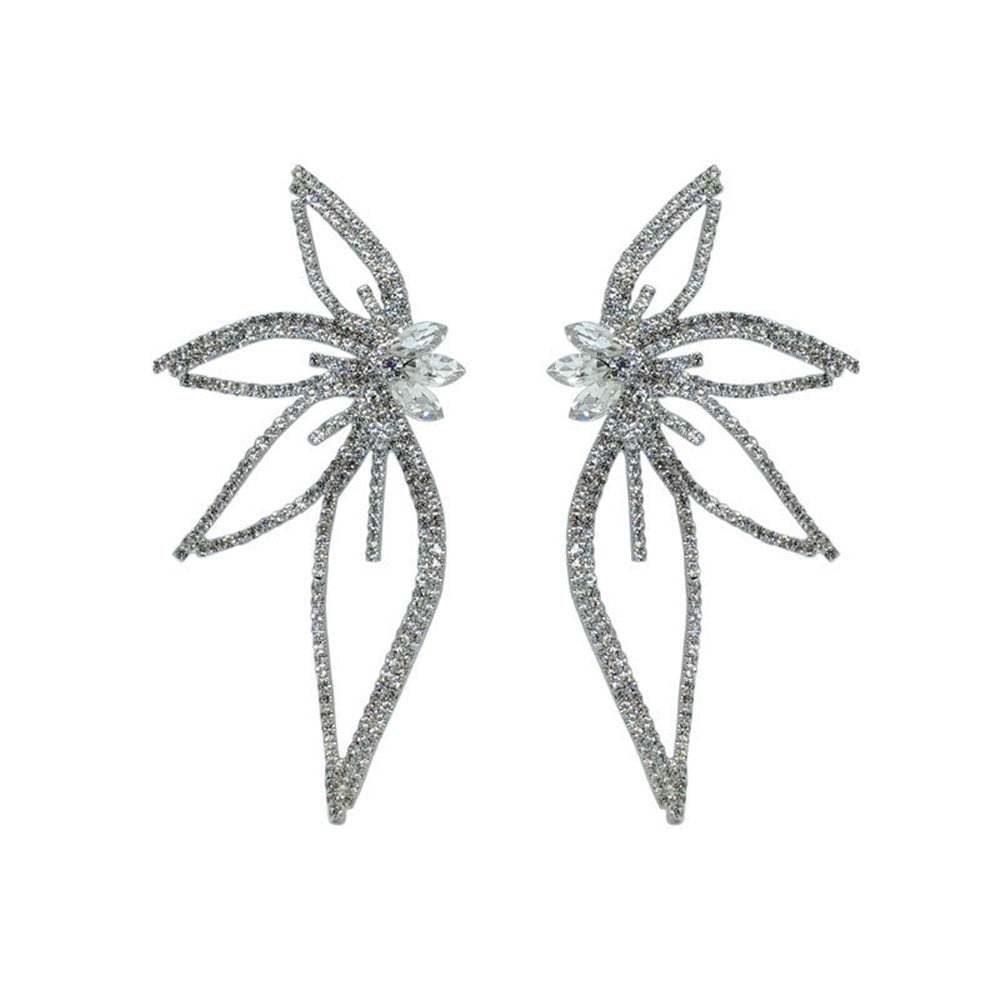 Exaggerated Dangle Crystal Geometric Flowers Stud Earrings