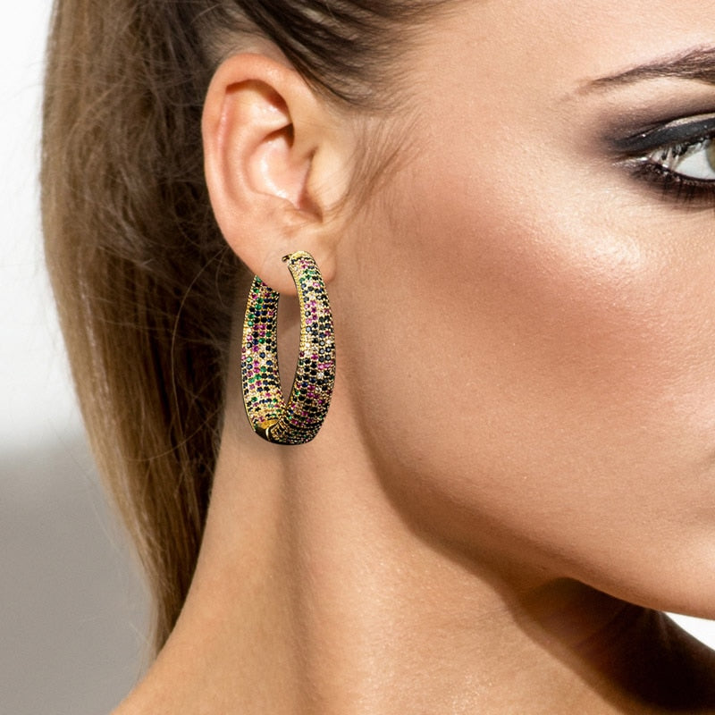 Luxury Multicolor Full mirco paved Cubic Zirconia Earring