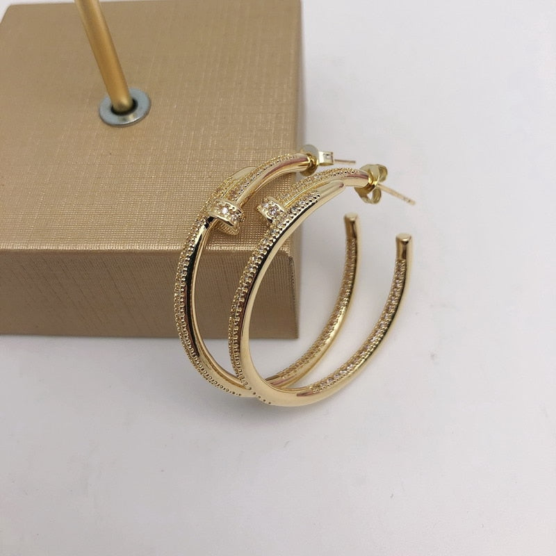 Luxury Nail  Hoop Earrings