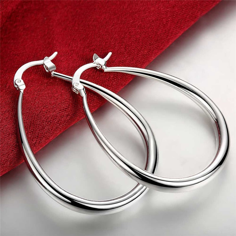 925 Sterling Silver Smooth Solid Hoop Earring