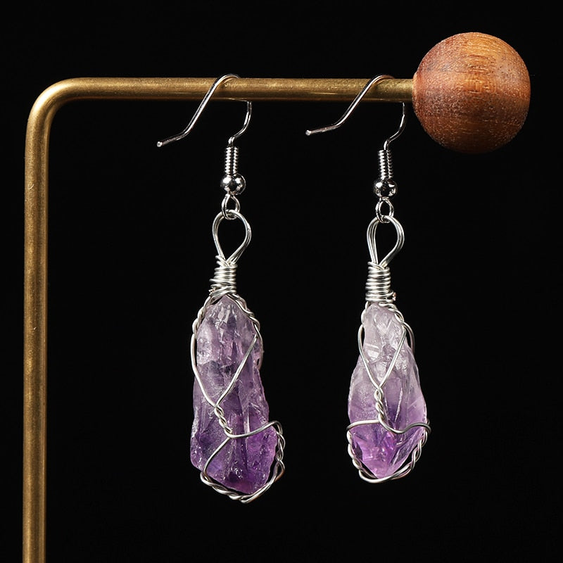 Natural Crystals stones Restoration Earrings