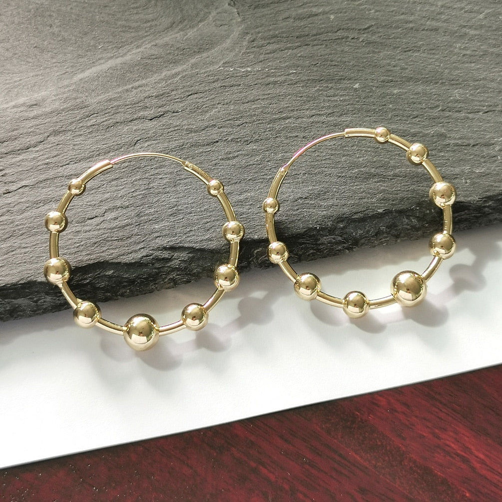 Unique Design Statement Beads Hoop Earring