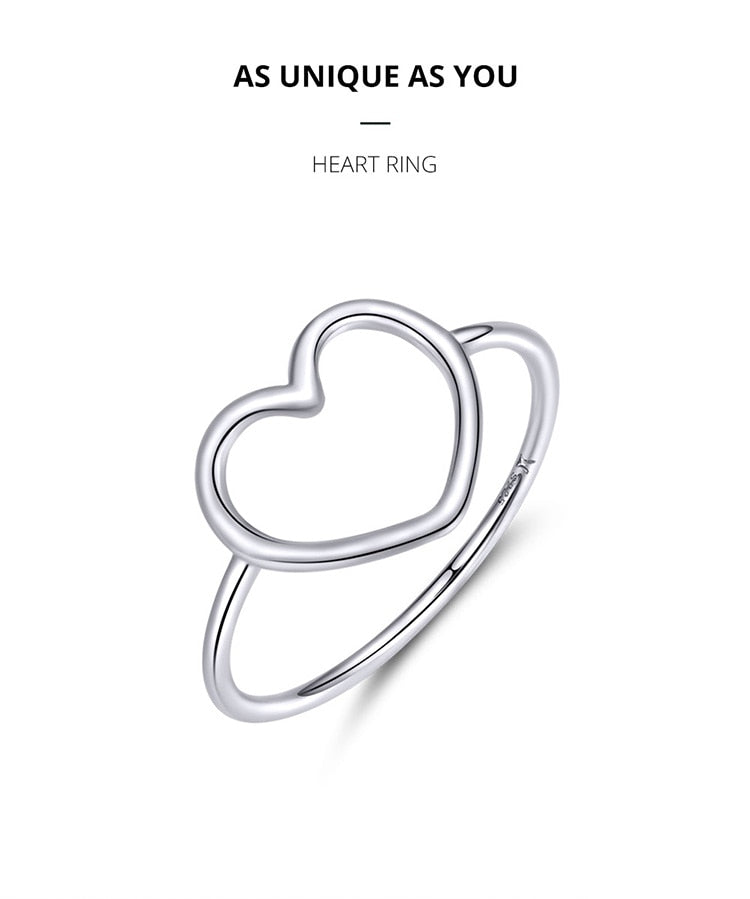 Sterling Silver Simple Minimalist Heart Finger Ring