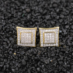 Luxury Micro Pave CZ Square Shape Stud Earrings