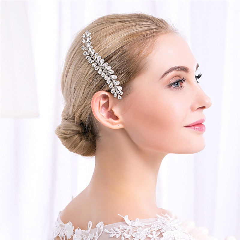 Handmade Crystal Barrette Pearl Hair Combs Ornament Bridal Hairpins