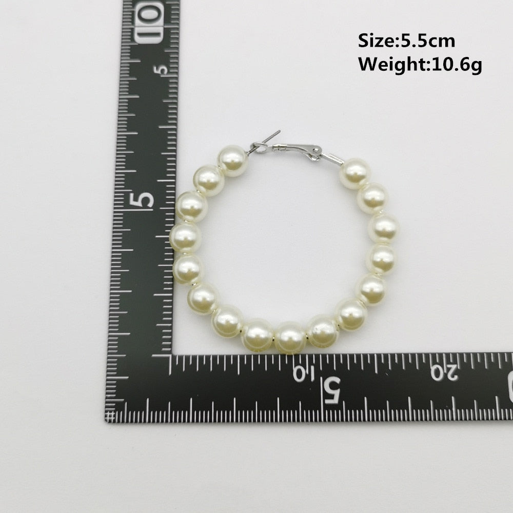 Elegant White Pearl Round Hoop Earring