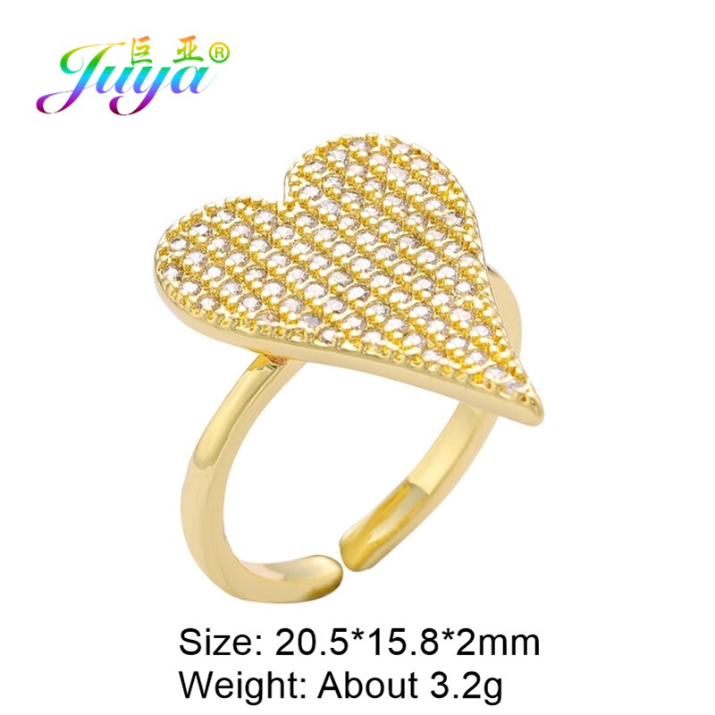 Luxury 18K Gold colour Plated Open Circle Adjustable Size Enamel Love Heart Rings