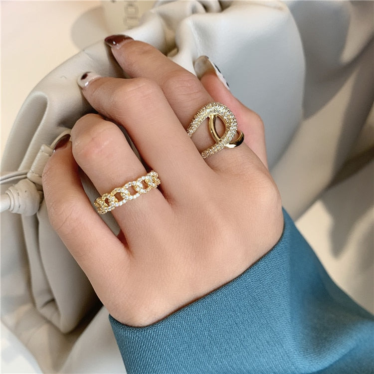 Cross Gold Colour Zircon Open Rings