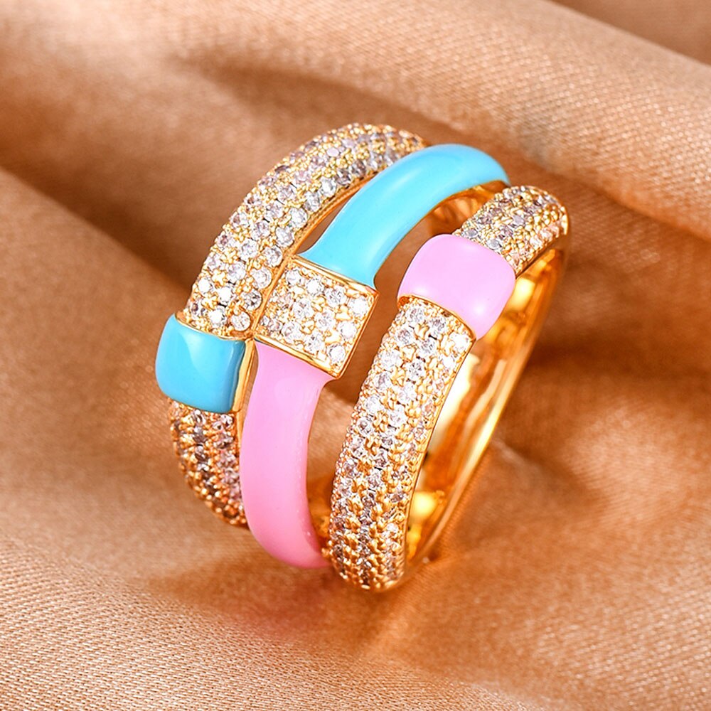 3 bands mix Statement Beads Ring