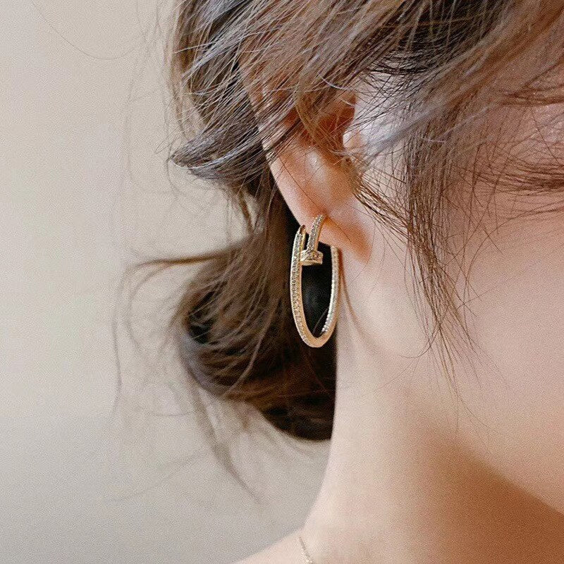 Luxury Nail  Hoop Earrings