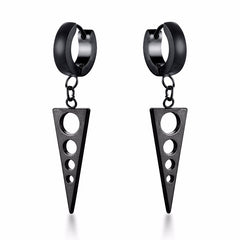 Black Dangling Triangle with Hollow Single Drop Earring