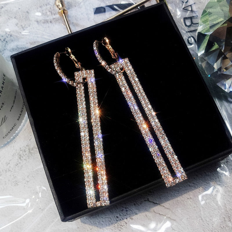 Long Geometric Drop Earrings Luxury