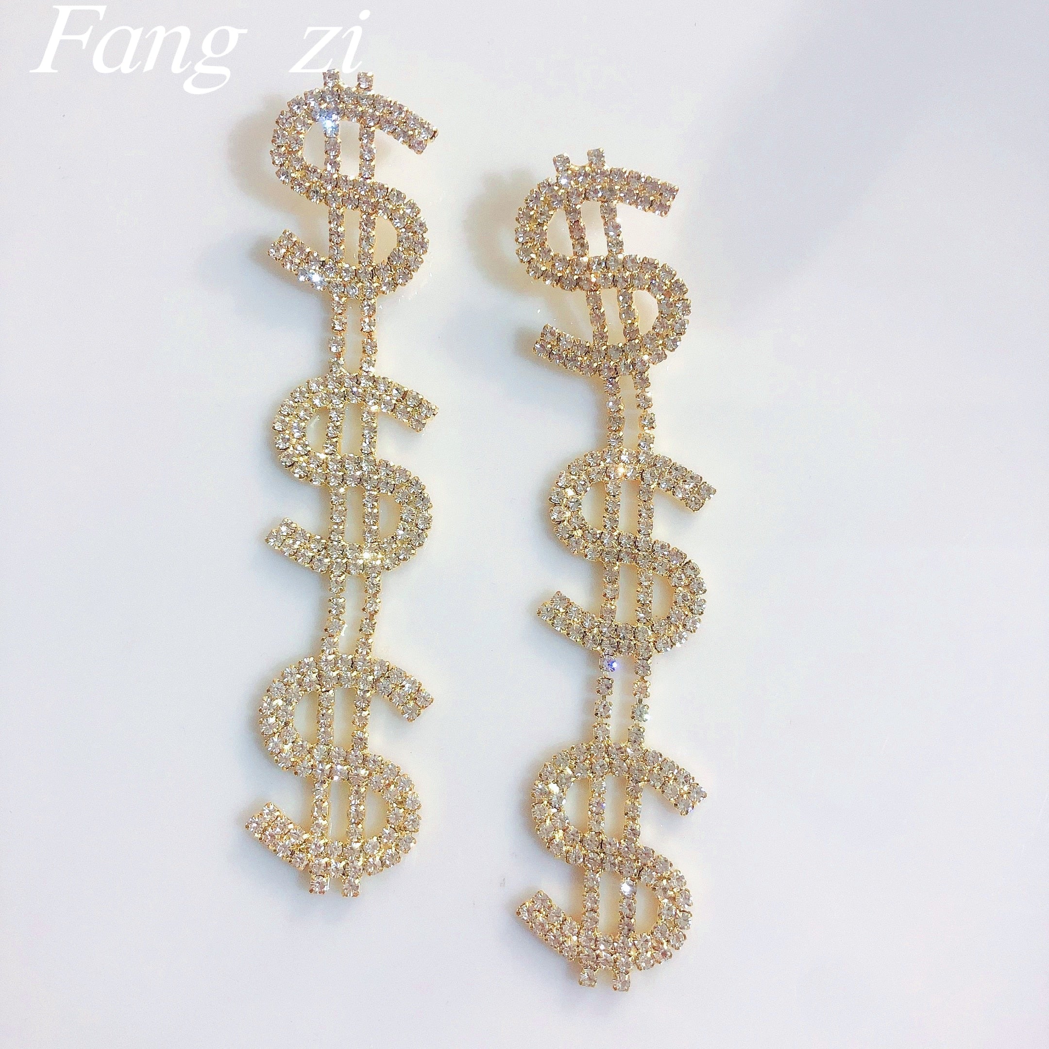 Unique US dollar Crystal long pendant Earrings