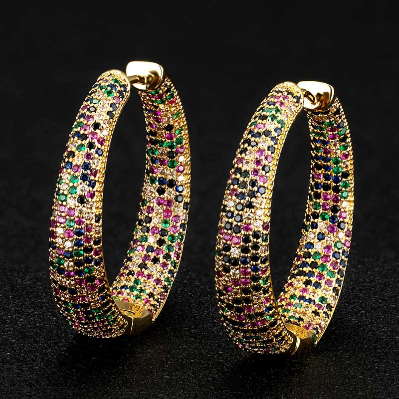 Luxury Multicolor Full mirco paved Cubic Zirconia Earring