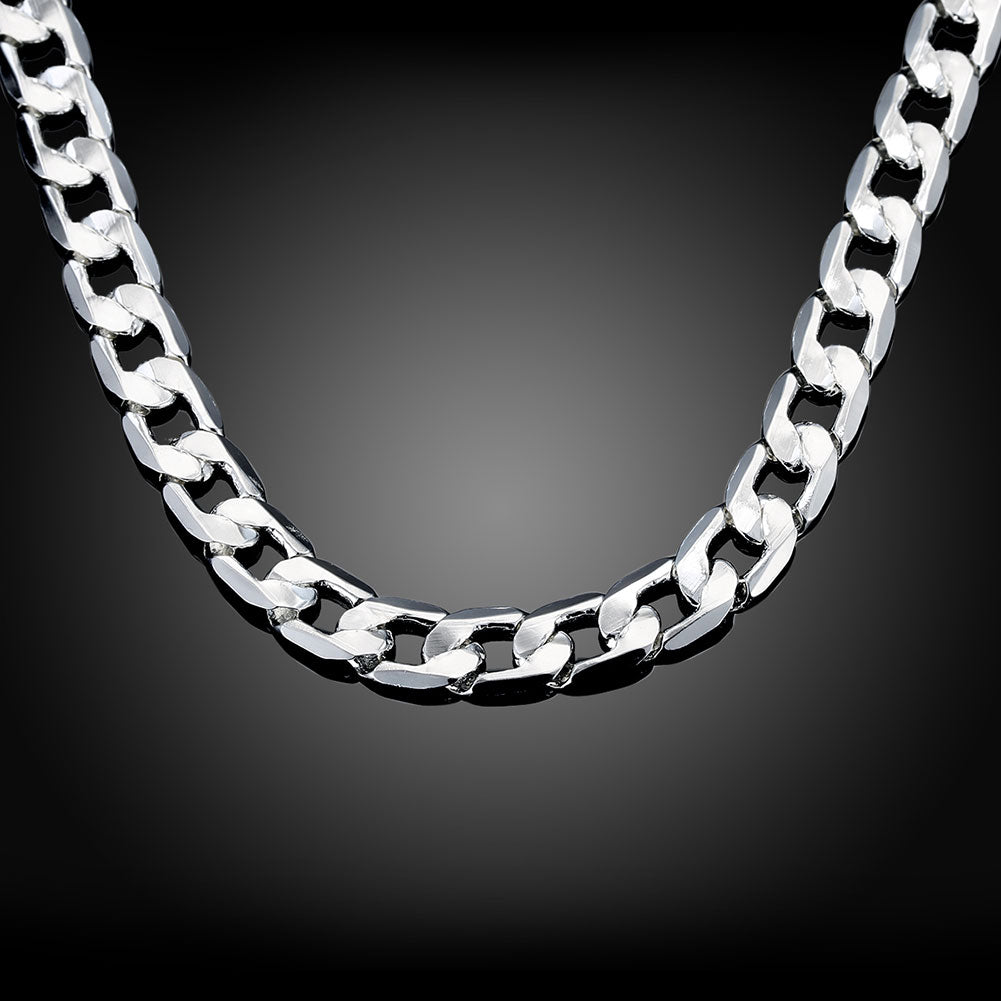 8mm Men's Stainless Steel Cuban Link Chain Necklace 24 Inches / Silver