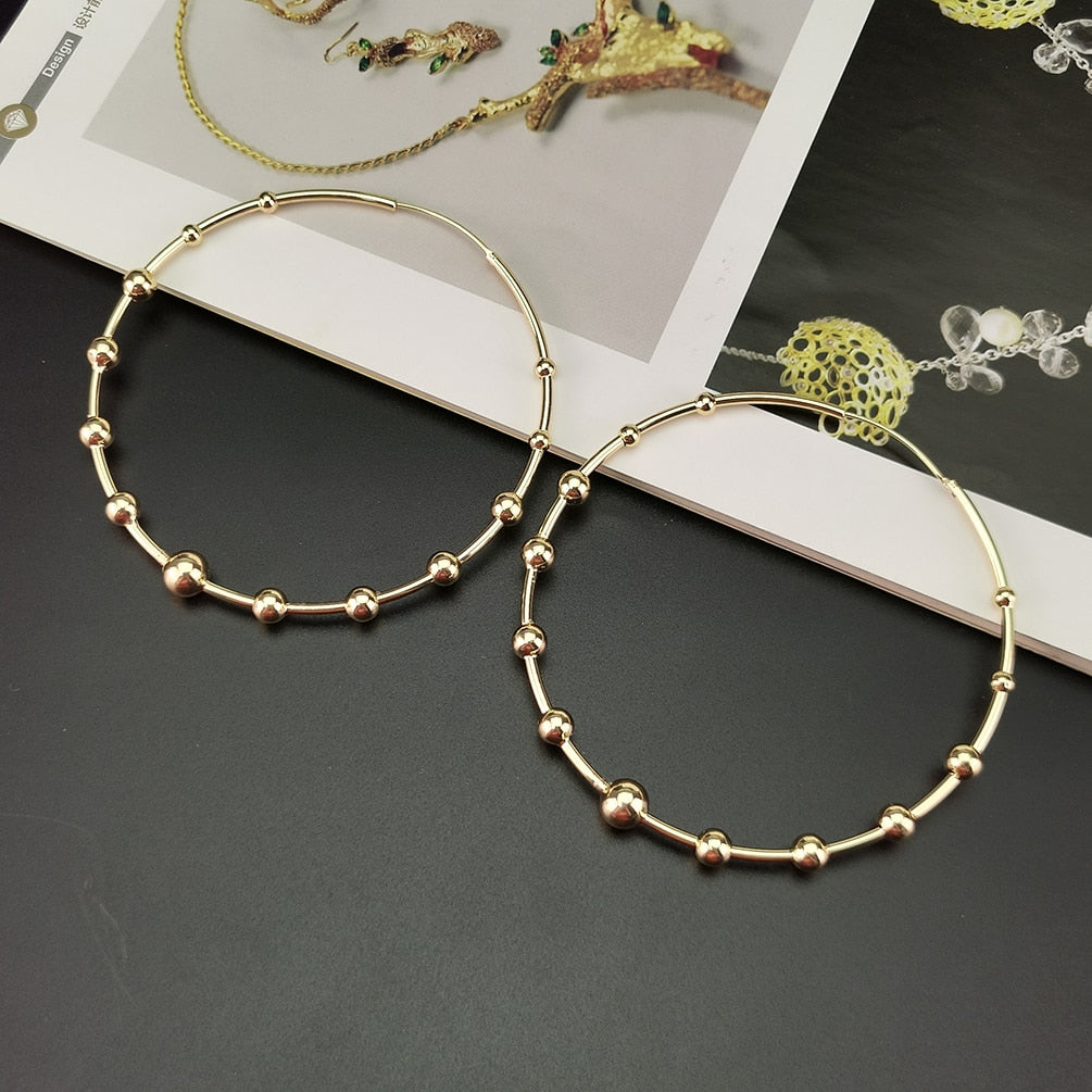 Unique Design Statement Beads Hoop Earring