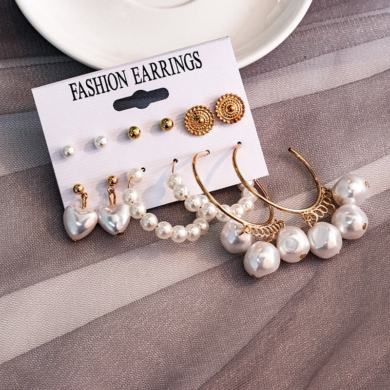 Pearl Hoop Earrings For Women Unique Statement Big earings 2020 Fashion Brincos Party Jewelry