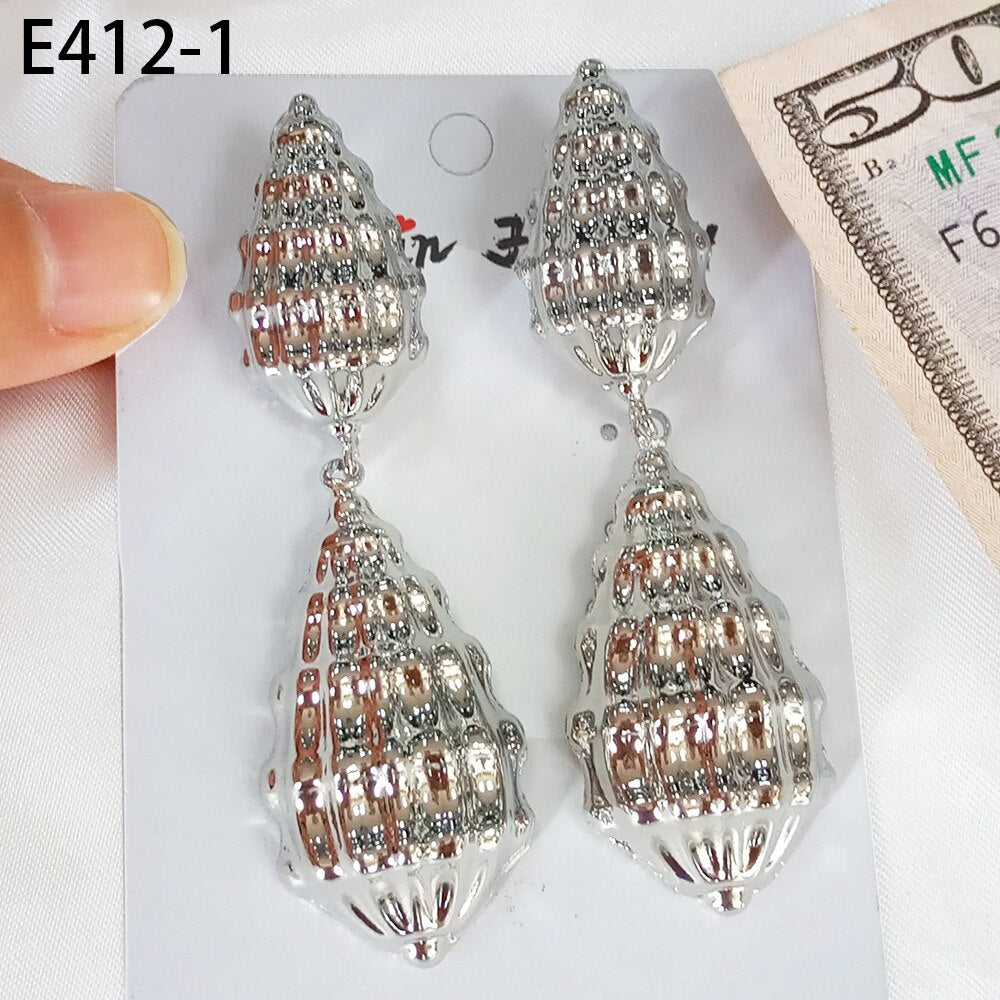 18k Gold & Silver Quality Plaited Shelly Dangle drop earrings