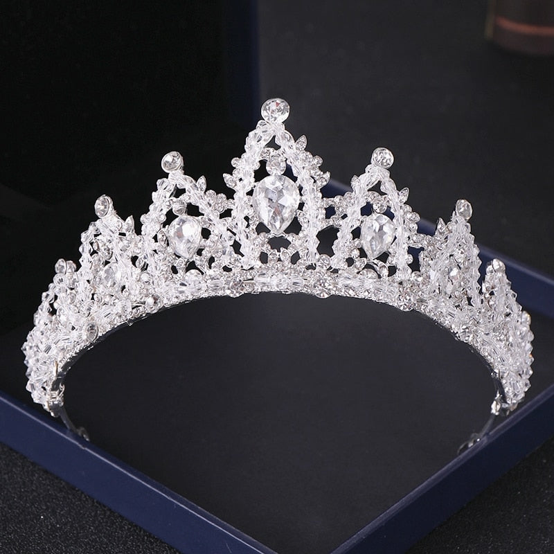 Silver Color Crystal Tiaras and Crowns Wedding Hair Accessories