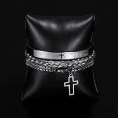 Luxury 3pcs/Set Stainless Steel Cross Charm Bracelet