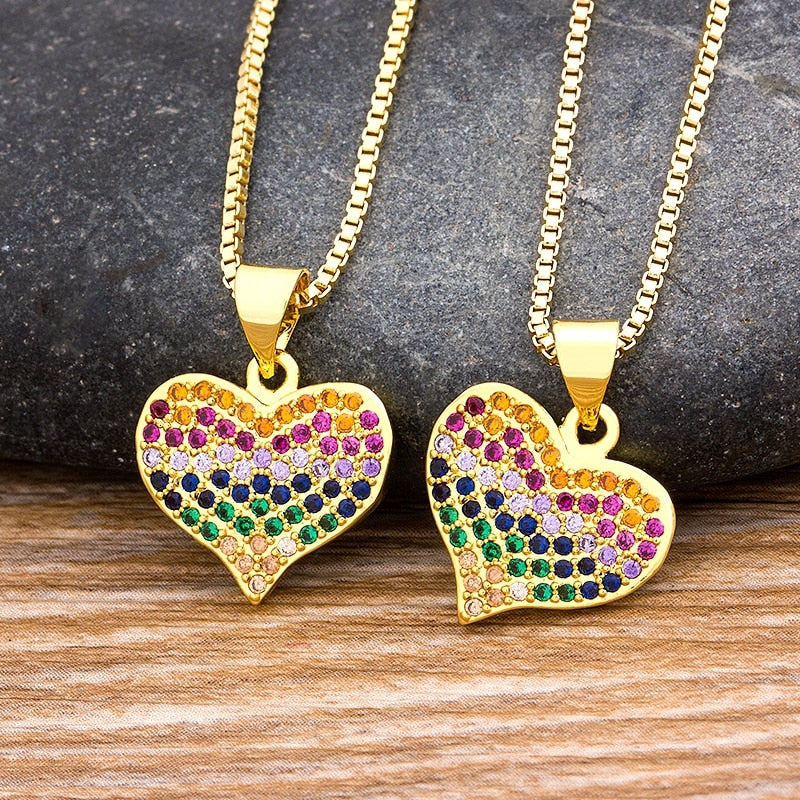 Heart Pendent Charm Chain Necklaces