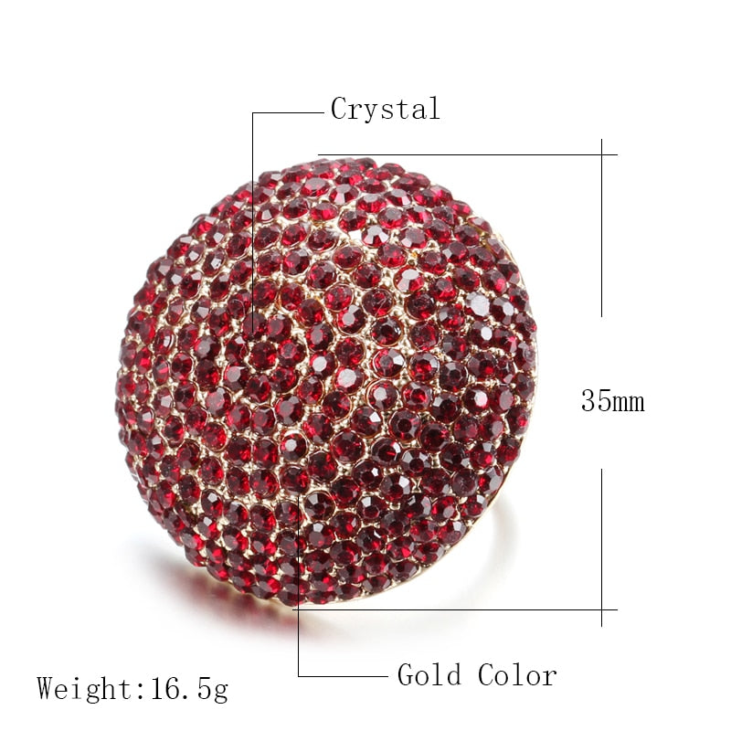 Statement Crystal Colorful Women Big Rings