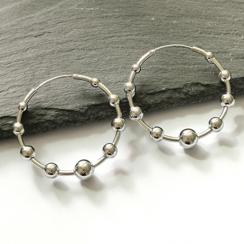 Unique Design Statement Beads Hoop Earring