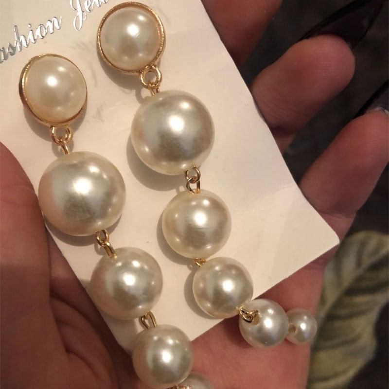 Pearl Long Earrings Jewelry