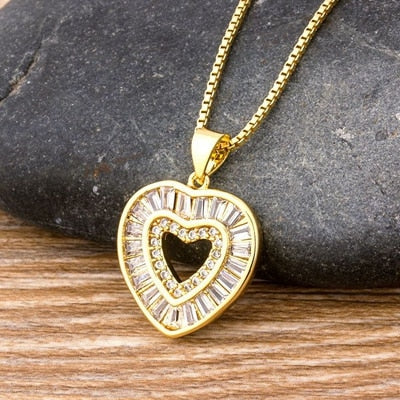 Heart Pendent Charm Chain Necklaces