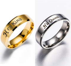 Her King His Queen Couple Stainless Steel black Crown Design Ring