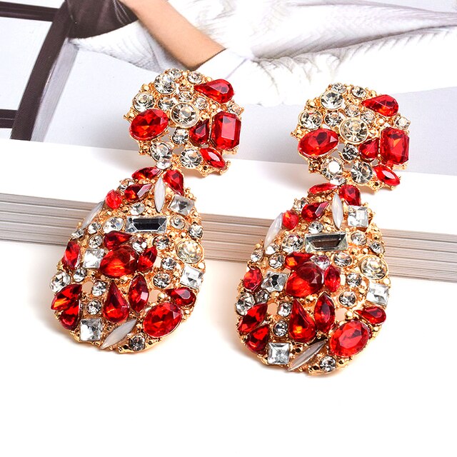 Statement Colorful Crystals Drop Earrings High quality Rhinestone Earring