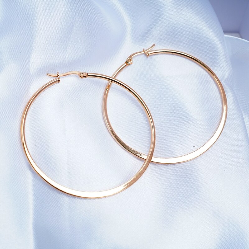 Big Gold Hoops shapes Stainless Steel Earrings 30mm/40mm/50mm