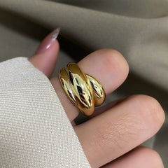 Smooth Metal Gold Color Irregular Ring