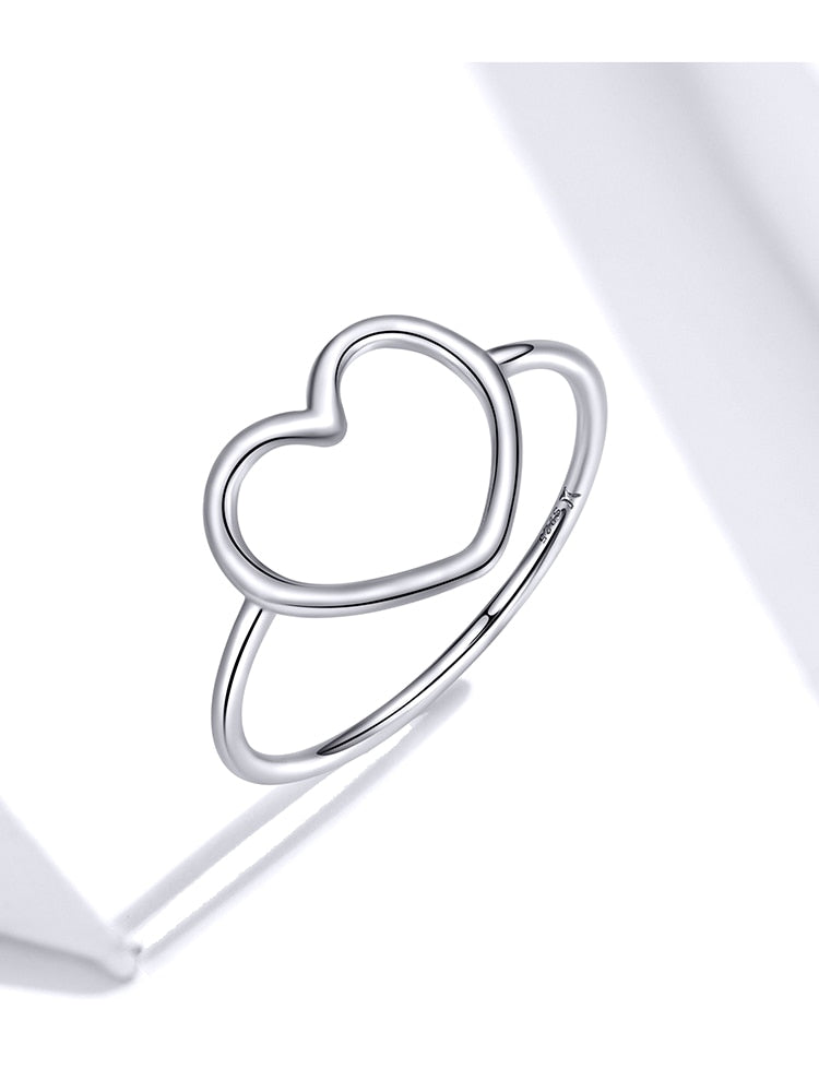 Sterling Silver Simple Minimalist Heart Finger Ring