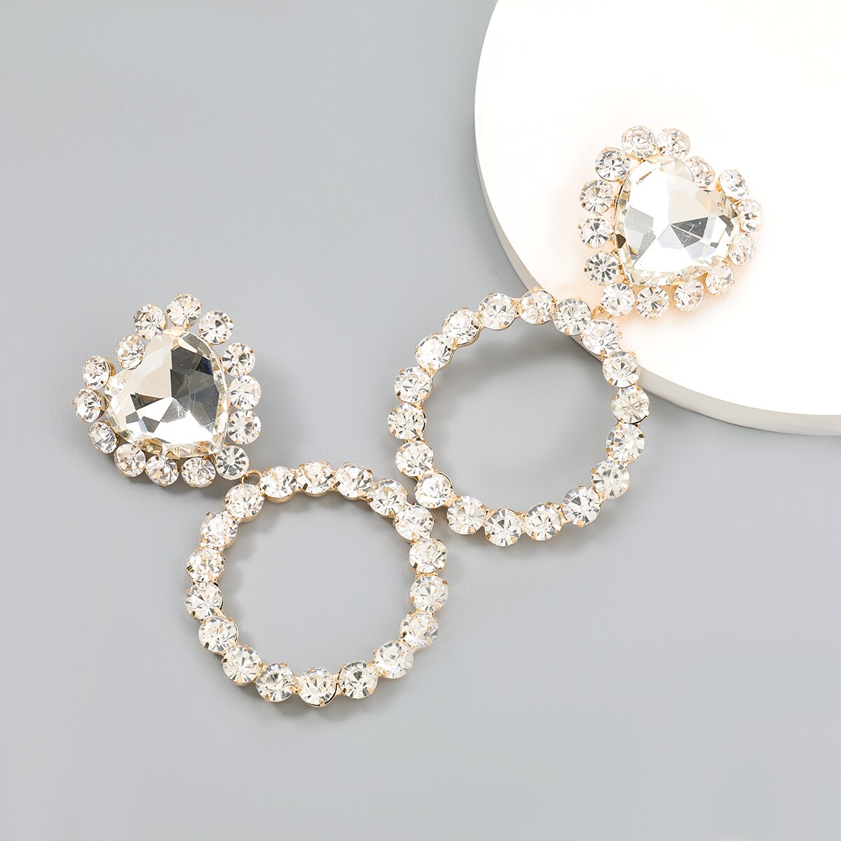 Luxury Large Rhinestone Drop Earrings