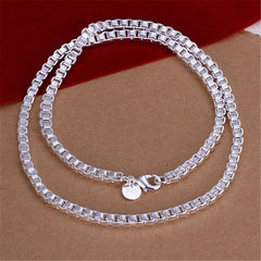 925 Sterling Silver 4mm 18 inches Box Chain Necklace