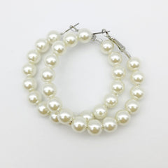 Elegant White Pearl Round Hoop Earring