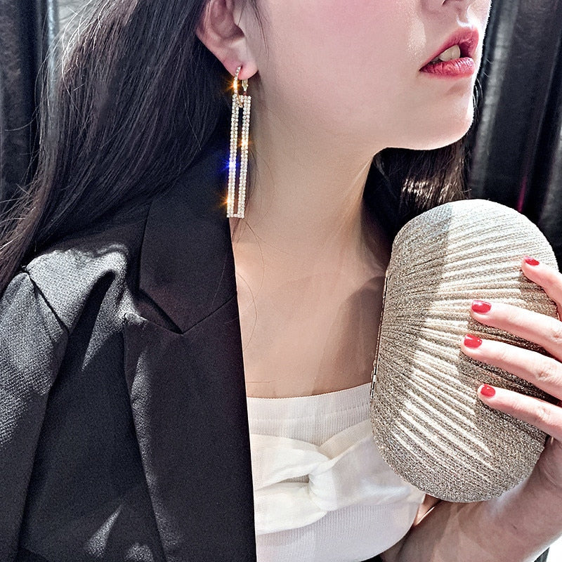 Long Geometric Drop Earrings Luxury