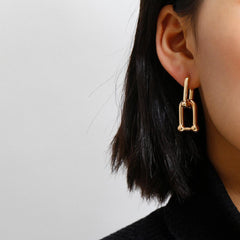 Geometric Lock Clip Statement Earrings