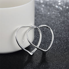 Heart 29x37mm Hoop Earrings 925 Sterling Silver