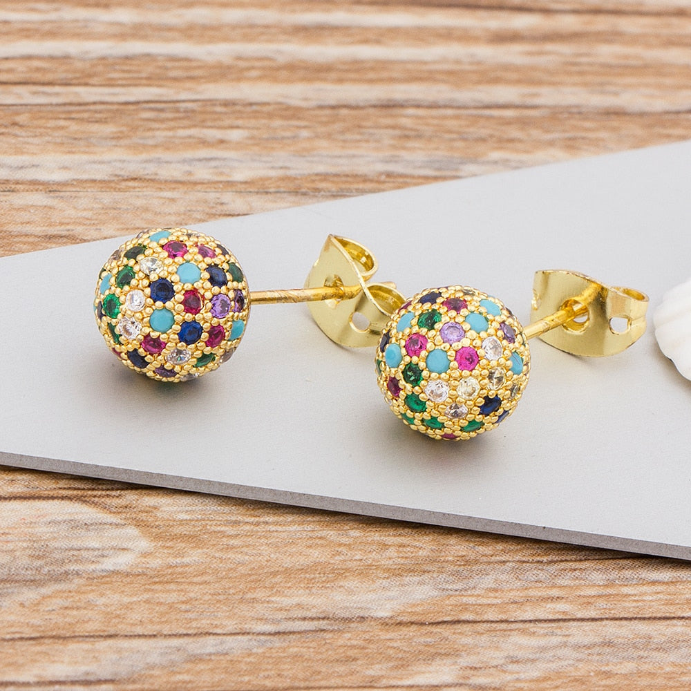 Ball Shape Colorful Crystal Stud Earrings