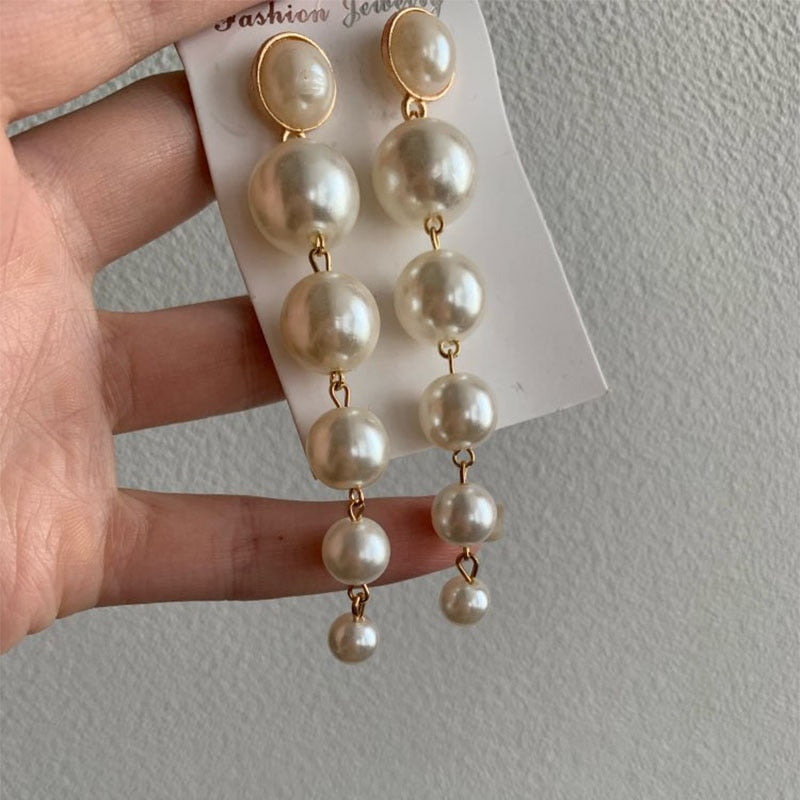 Pearl Long Earrings Jewelry