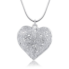 Sterling Silver 18-30 Inch Carved Heart Pendant Chain Necklace