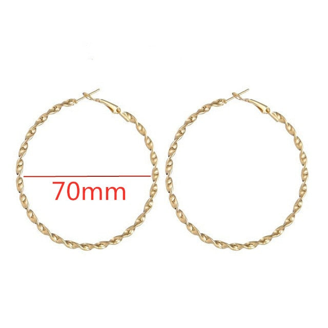 Exaggerate Big Smooth Circle Hoop Earrings - 40mm 60mm 70mm 80mm