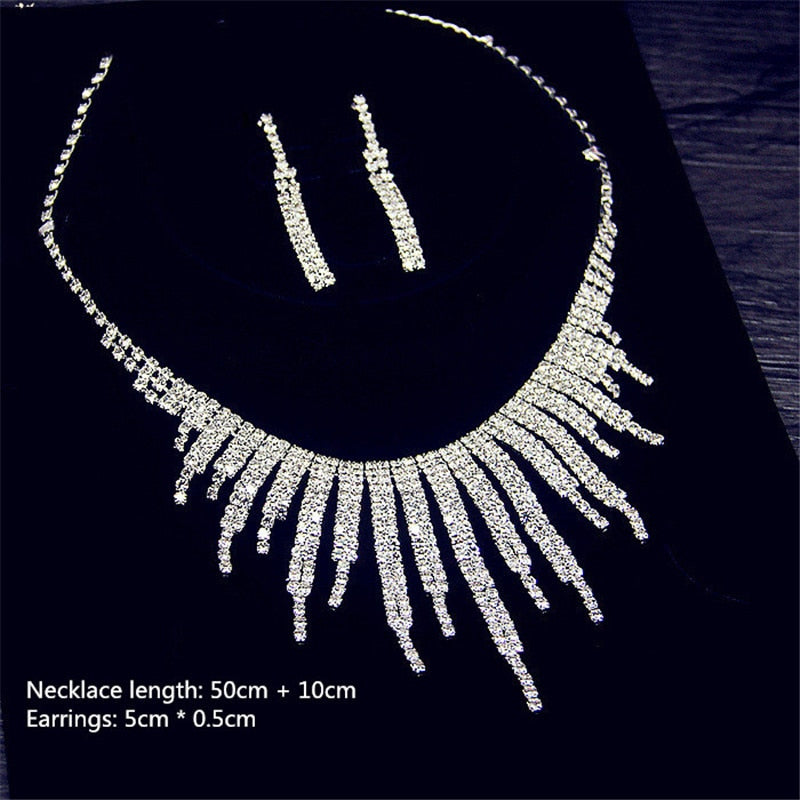 Long Tassel Rhinestone Jewellery Sets