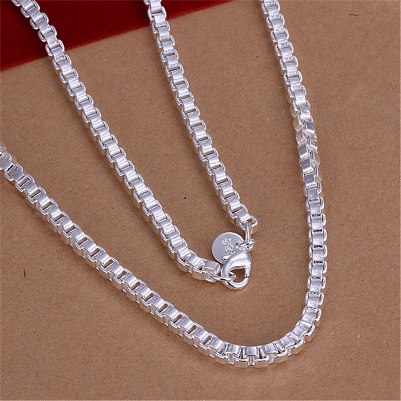 925 Sterling Silver 4mm 18 inches Box Chain Necklace