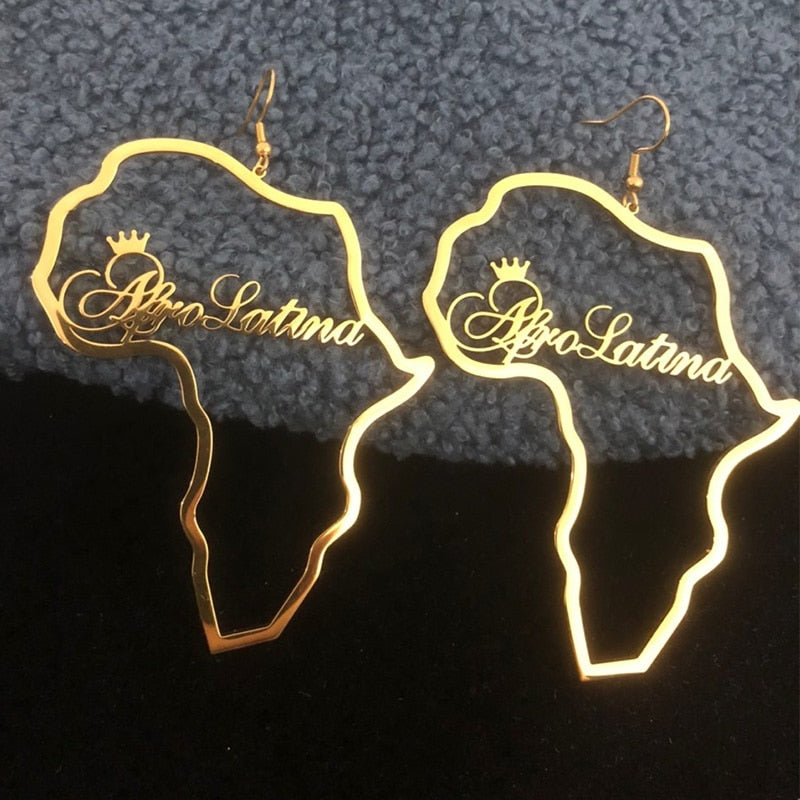 Stainless Steel Customized African Map Earring