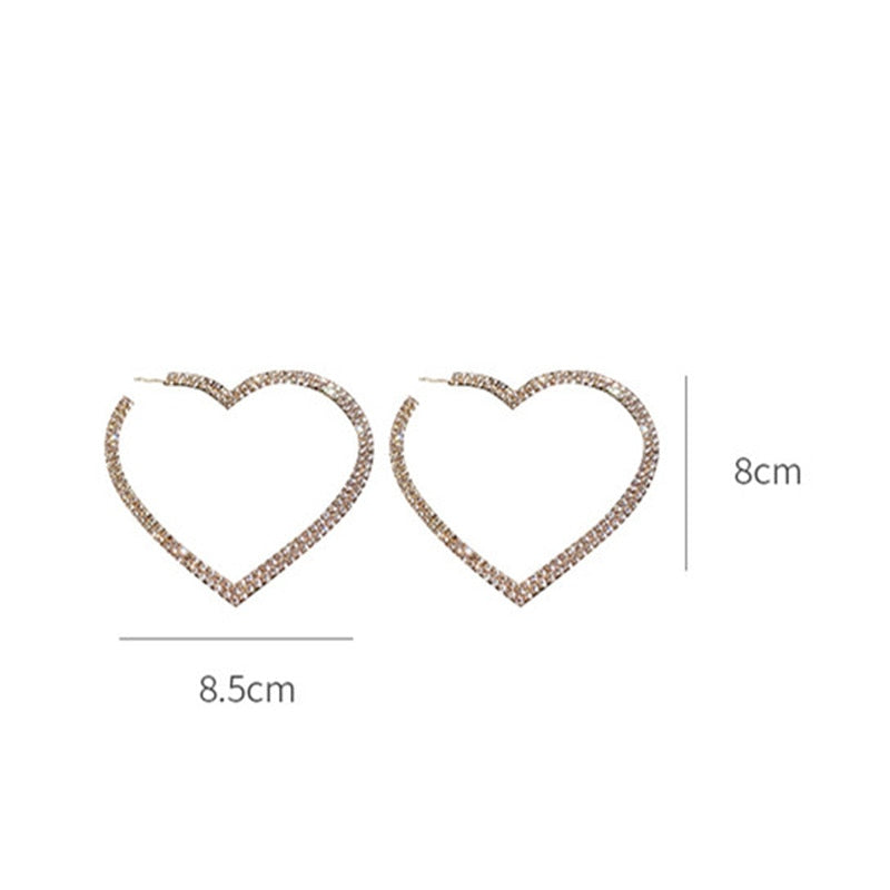 Big Heart Crystal Hoop Earrings